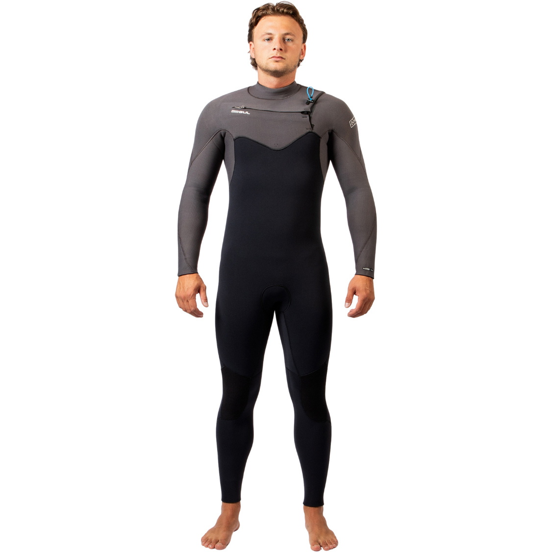 2026 Gul Mens Yulex Flexor 5/4mm Chest Zip Wetsuit FX1221-BKGY - Black / Grey